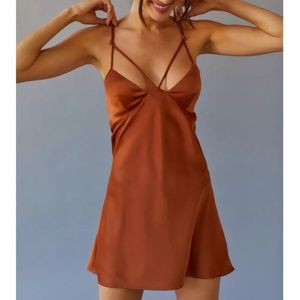 Urban Outfitters Brown Silk Dress - FREE ITEM WITH PURCHASE